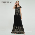 Newest design embroidered bodycon off-shoulder long evening dress